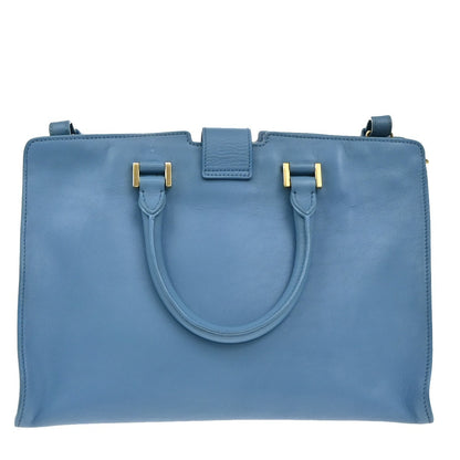 Saint Laurent Classic Y Cabas Leather, BLUE, LEATHER, Tote bag