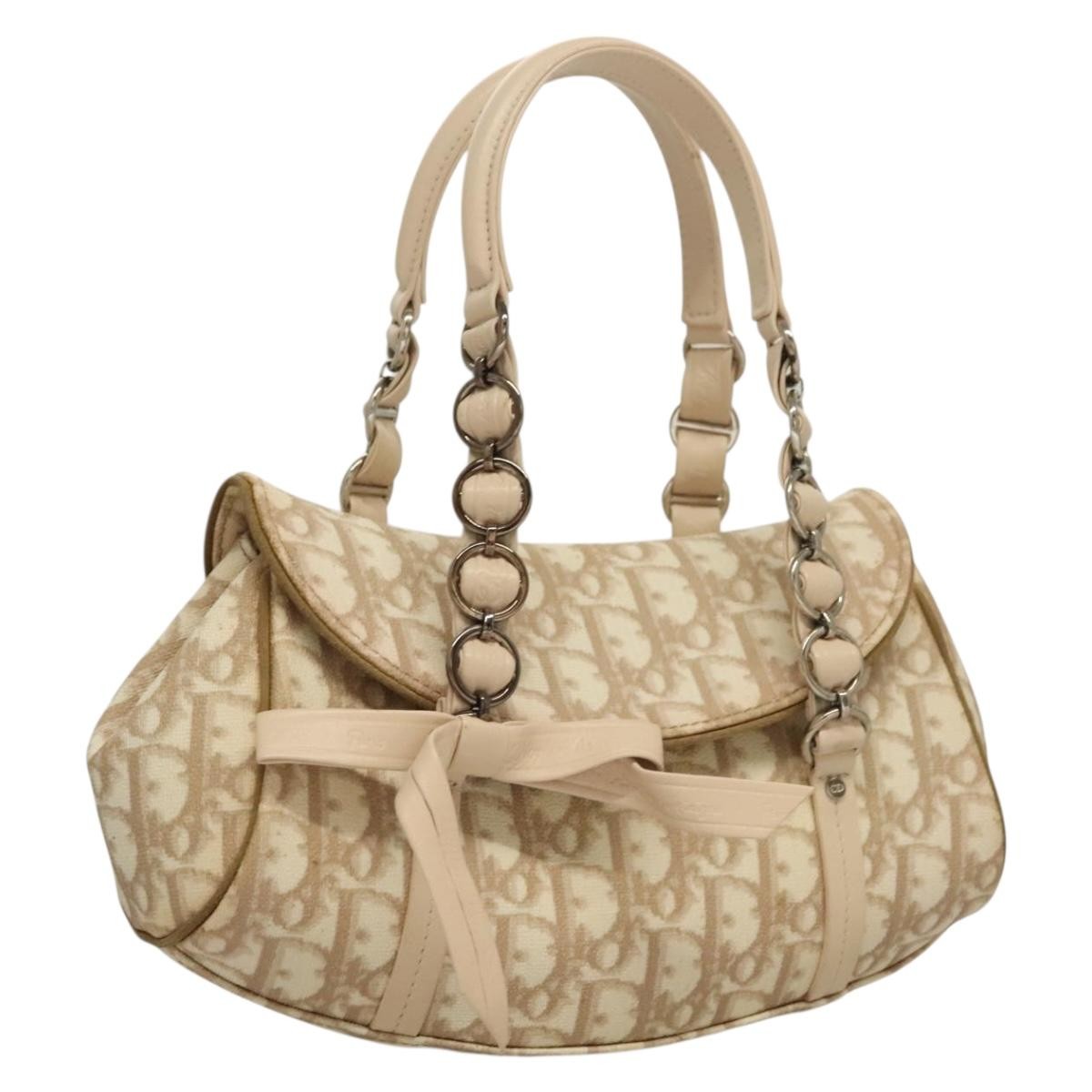Christian Dior Vintage Trotter Romantique Flap Bag Diorissimo Coated Canvas, BEIGE, CANVAS, Handbag