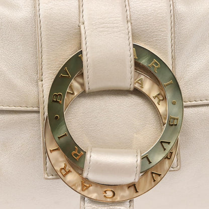 Bvlgari Chandra Flap Shoulder Bag Leather, Silver, Leather, Shoulder Bag