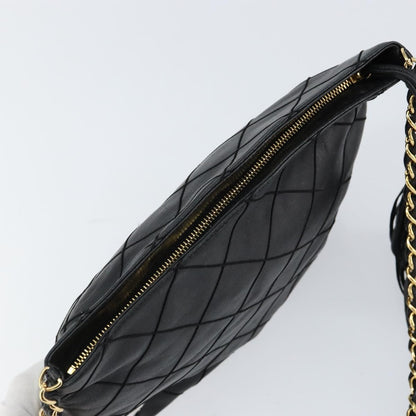 Chanel Vintage Shoulder Bag Leather, BLACK, LEATHER, Shoulder bag
