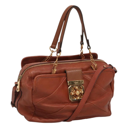 Chloe Elsie Satchel Leather, BROWN, LEATHER, Handbag