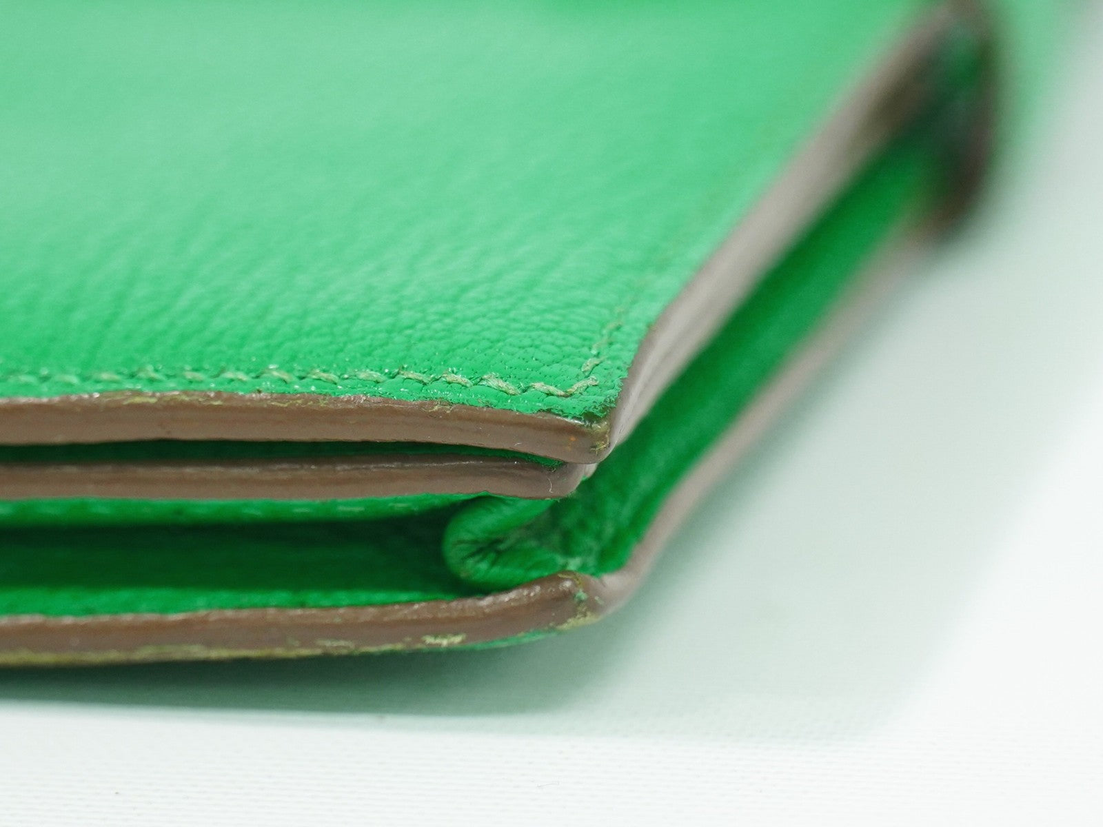 Hermes Bearn Wallet Chevre Mysore, GREEN, LEATHER, Wallets