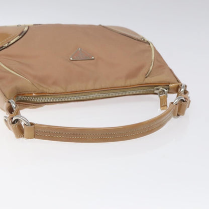 Prada Zip Hobo Tessuto with Leather, BEIGE, NYLON, Shoulder bag