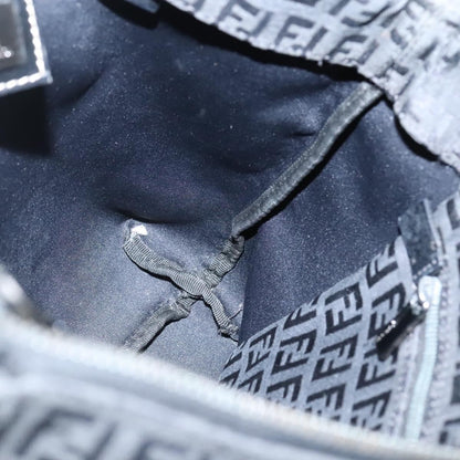 Fendi Roll Tote Zucchino Canvas, BLACK, CANVAS, Tote bag