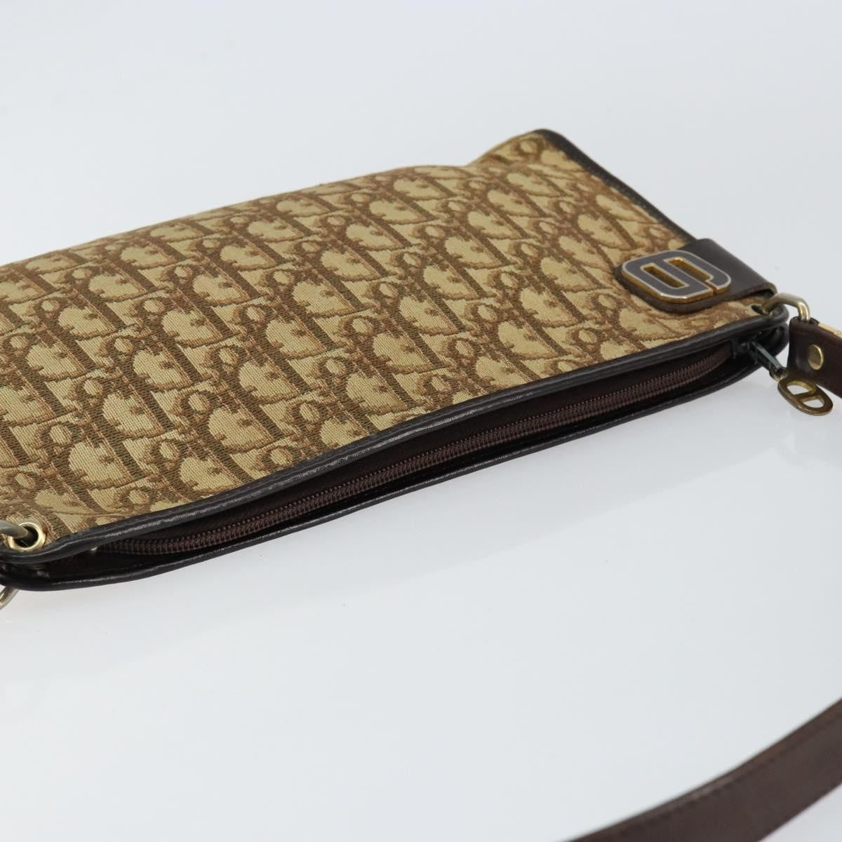 Christian Dior Vintage Trotter Shoulder Bag Canvas, BEIGE, CANVAS, Shoulder bag