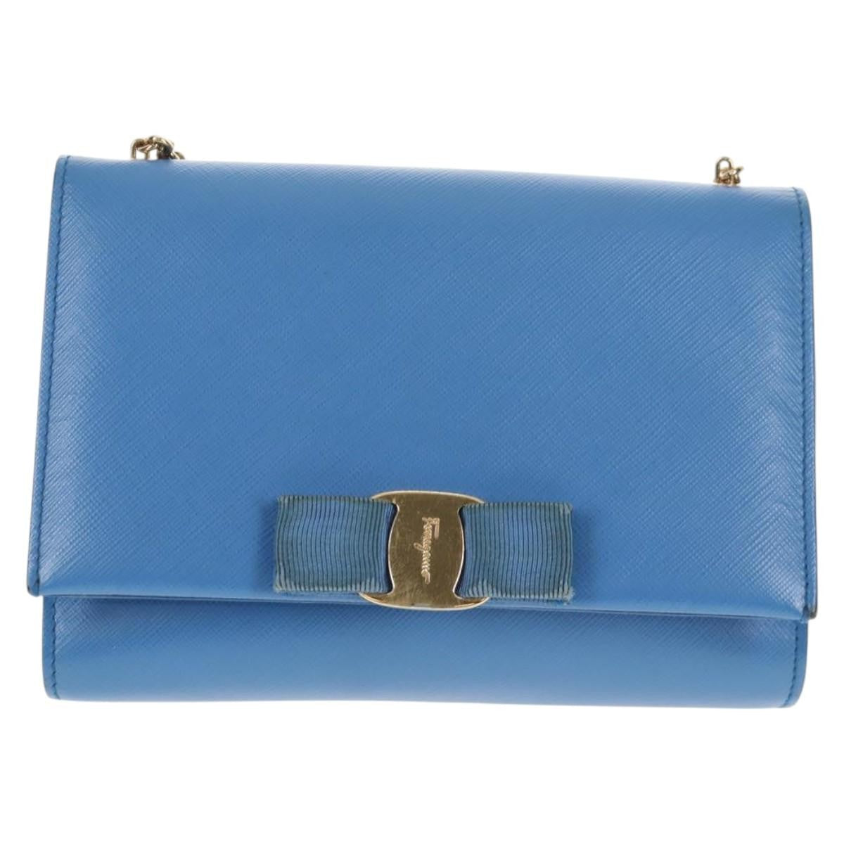 Salvatore Ferragamo Ginny Crossbody Bag Leather, BLUE, LEATHER, Shoulder bag