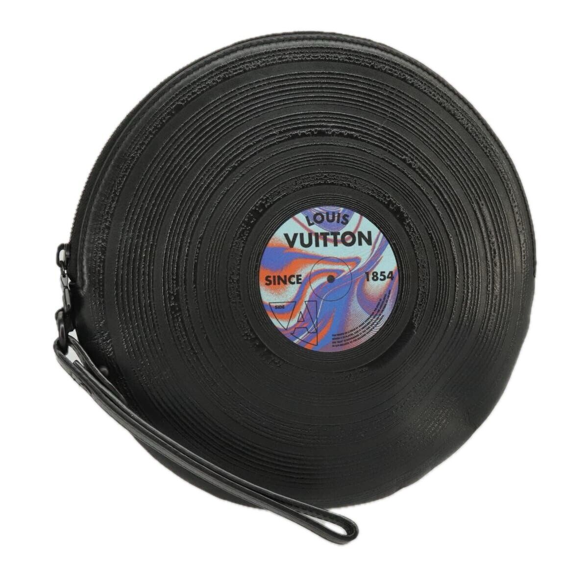 Louis Vuitton Disk pouch Leather, BLACK, LEATHER, Clutche & pouche
