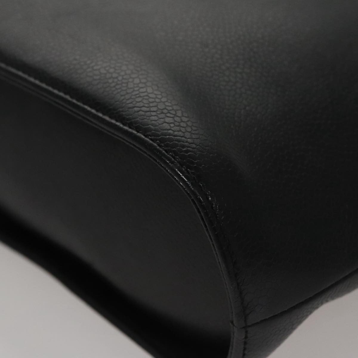 Chanel Vintage Metal Ring Tote Leather, BLACK, LEATHER, Tote bag