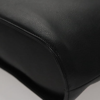 Chanel Vintage Metal Ring Tote Leather, BLACK, LEATHER, Tote bag