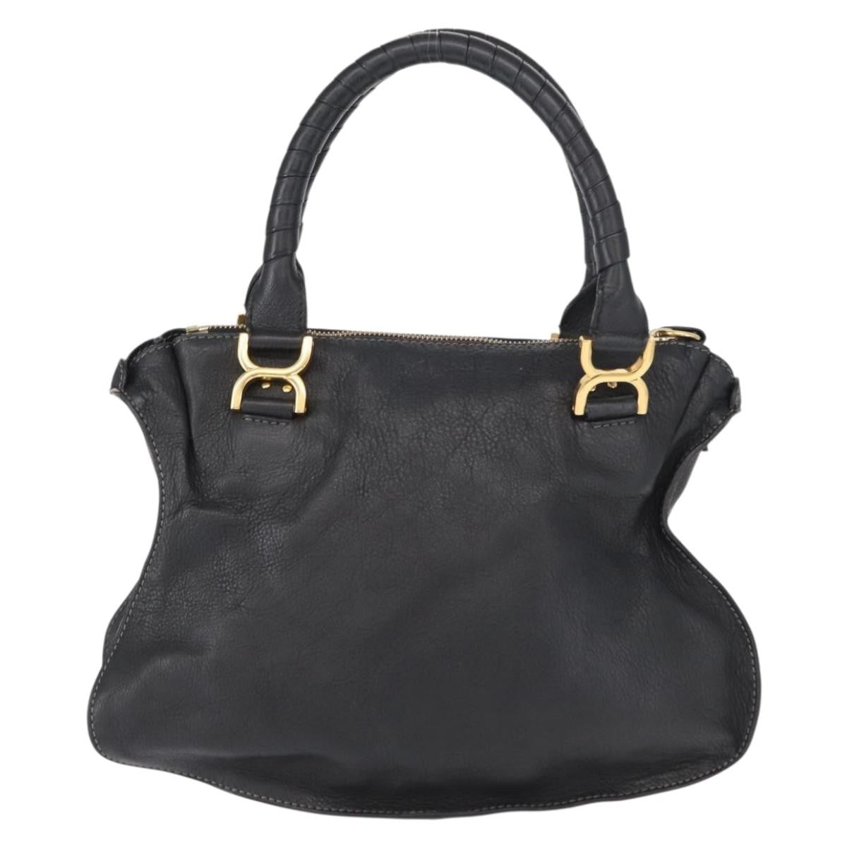 Chloe Marcie Satchel Leather, BLACK, LEATHER, Handbag
