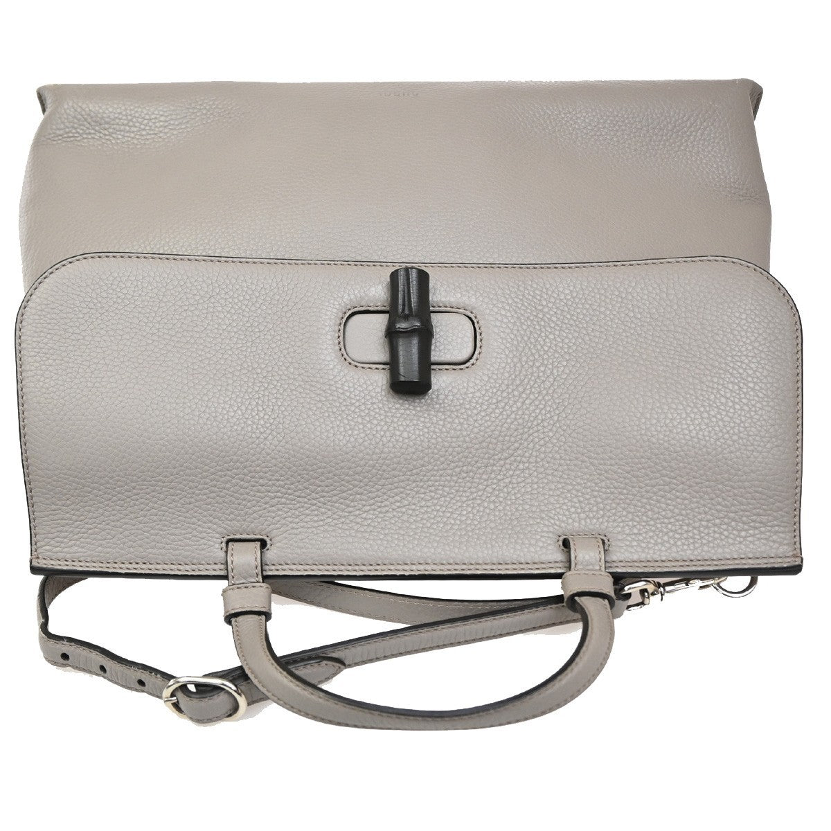Gucci Bamboo Daily Top Handle Bag Leather, Gray, Leather, Shoulder Bag