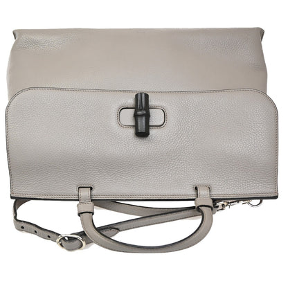 Gucci Bamboo Daily Top Handle Bag Leather, Gray, Leather, Shoulder Bag