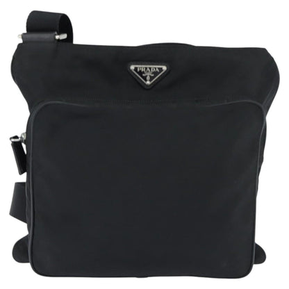 Prada Front Pocket Messenger Bag Tessuto, BLACK, NYLON, Shoulder bag