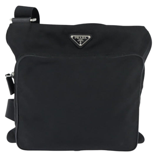 Prada Front Pocket Messenger Bag Tessuto, BLACK, NYLON, Shoulder bag