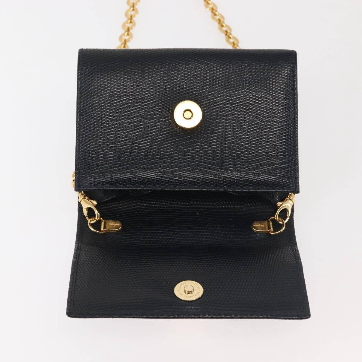 Salvatore Ferragamo Chain Flap Shoulder Bag Leather, BLACK, LEATHER, Shoulder bag