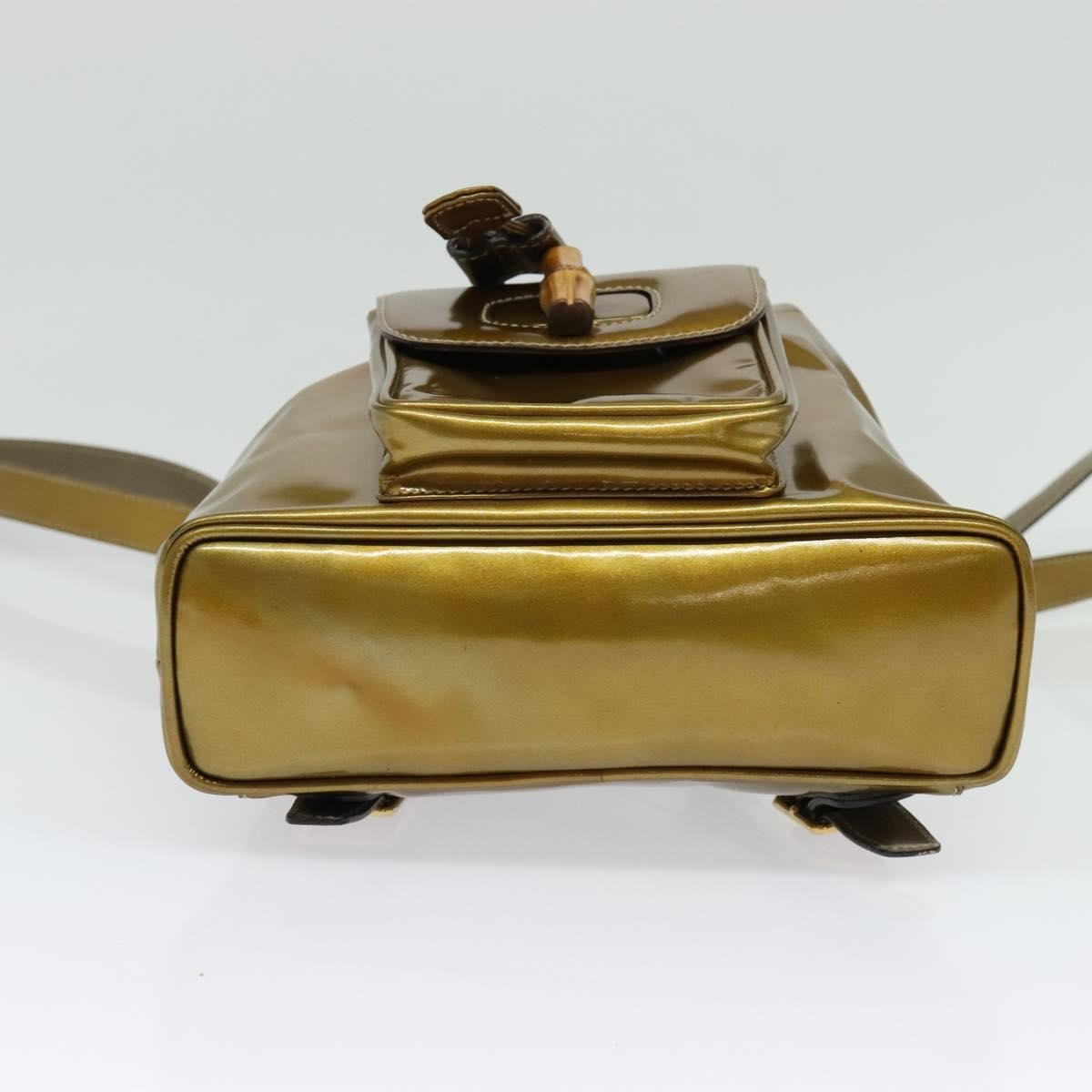 Gucci Vintage Bamboo Backpack Patent, GOLD, PATENT_LEATHER, Backpack