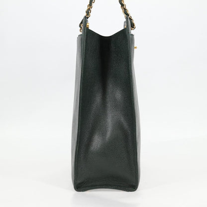 Chanel Vintage CC Lock Pocket Chain Tote Caviar, GREEN, LEATHER, Handbag