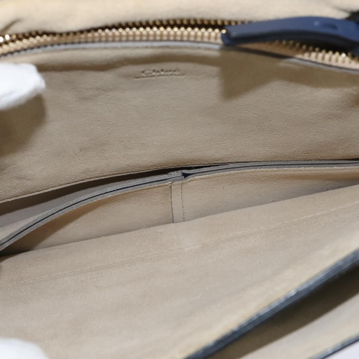 Chloe Faye Shoulder Bag Leather and Suede, NAVY, LEATHER, Shoulder bag