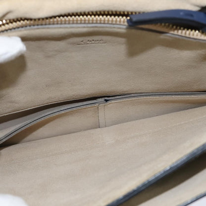 Chloe Faye Shoulder Bag Leather and Suede, NAVY, LEATHER, Shoulder bag