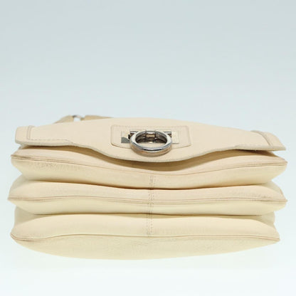 Salvatore Ferragamo Gancini Shoulder Bag Leather, White, Leather, Handbag