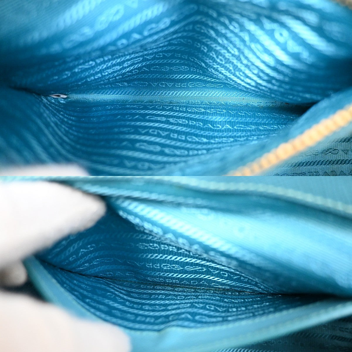 Prada Double Zip Lux Tote Saffiano Leather, BLUE, LEATHER, Tote bag