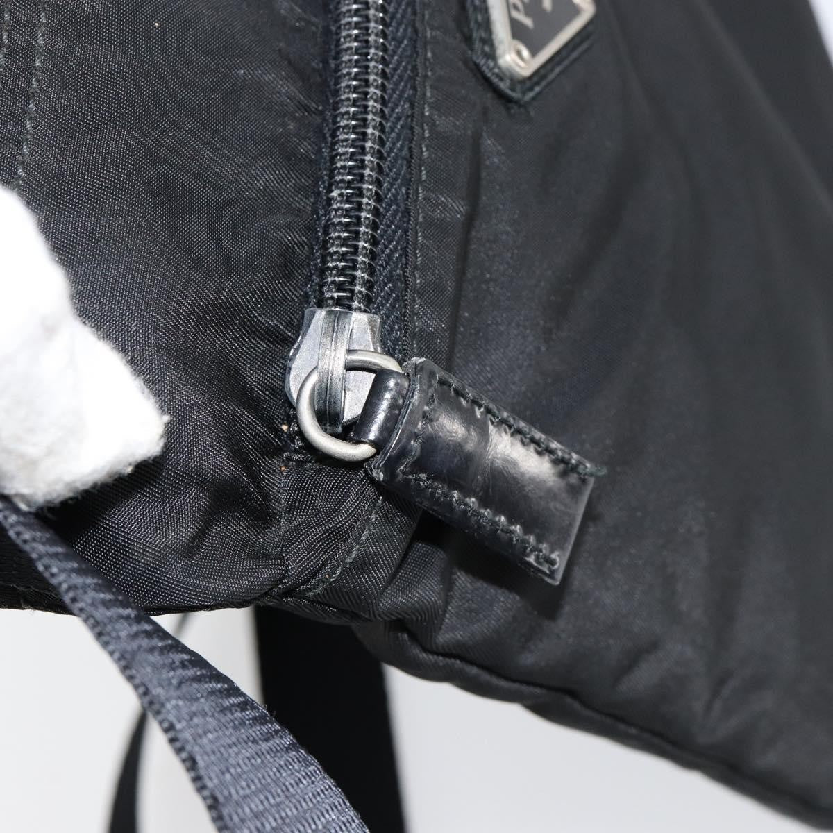 Prada Front Zip Convertible Flat Messenger Tessuto with Leather, BLACK, NYLON, Shoulder bag
