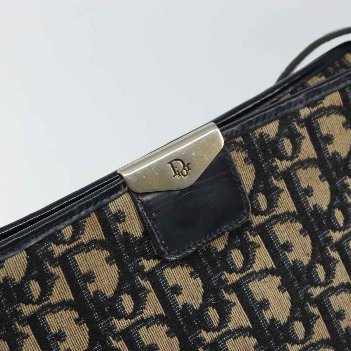 Christian Dior Vintage Trotter Shoulder Bag Canvas, NAVY, CANVAS, Shoulder bag