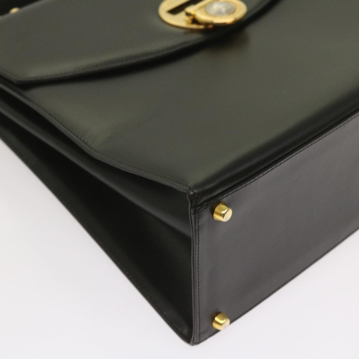 Versace Vintage Convertible Medusa Top Handle Bag Leather, BLACK, LEATHER, Handbag