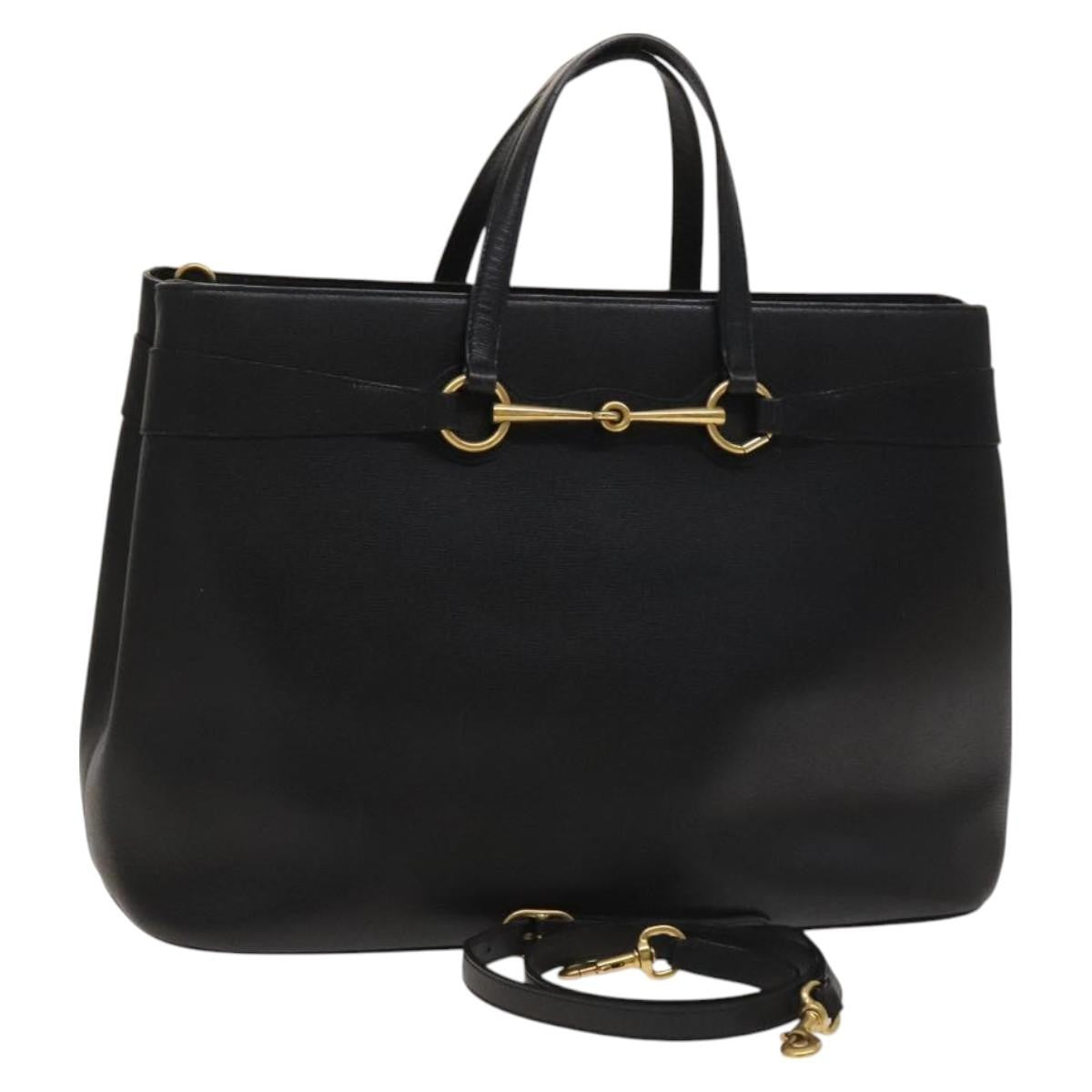 Gucci Bright Bit Convertible Tote Leather, BLACK, LEATHER, Handbag