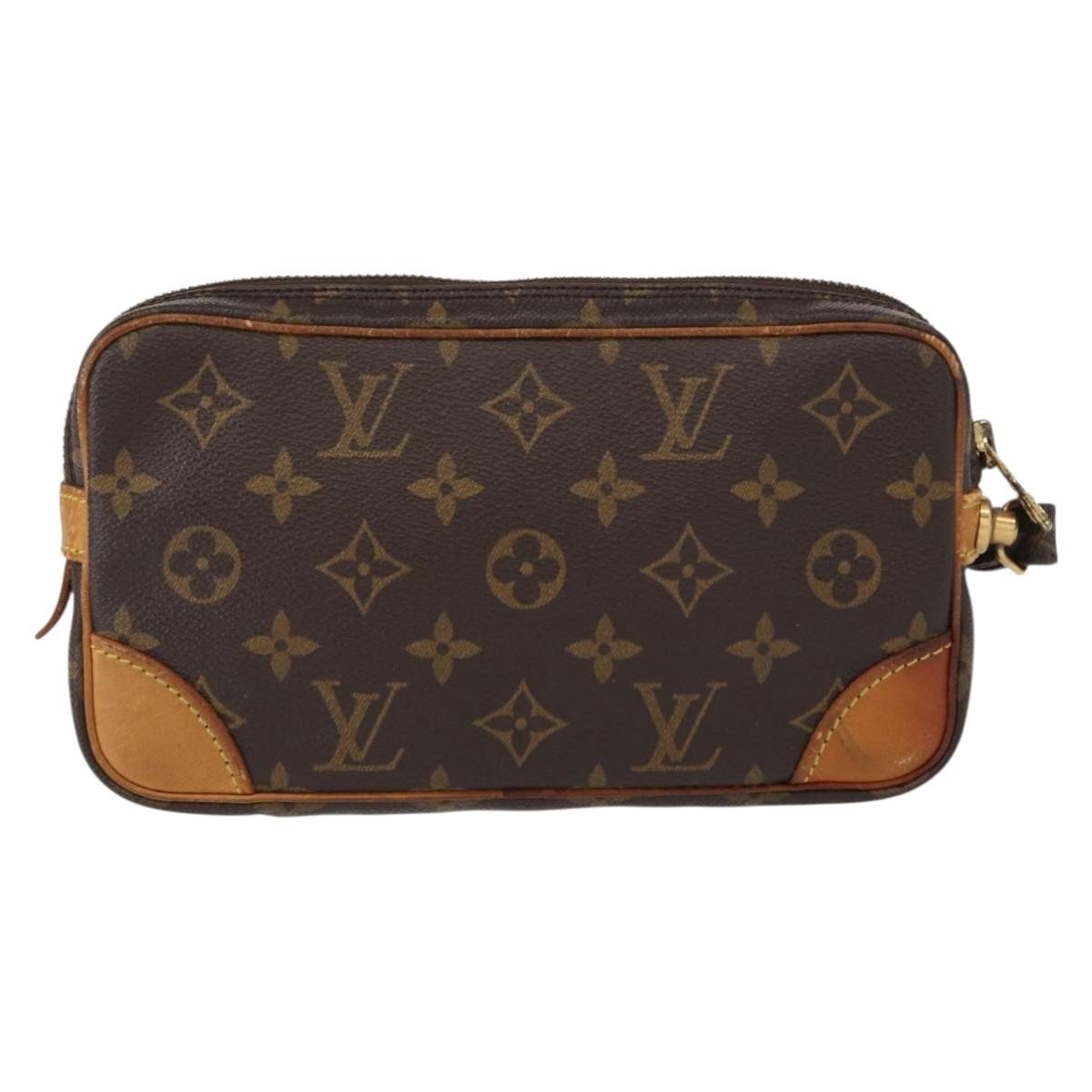 Louis Vuitton Marly Dragonne Clutch Monogram Canvas, BROWN, CANVAS, Clutche & pouche