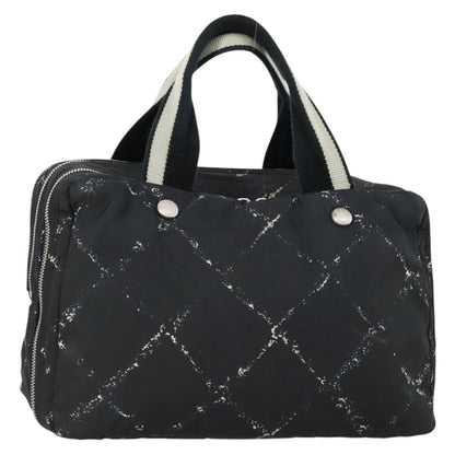 Chanel Travel Line Boston Bag Printed Nylon, BLACK, NYLON, Handbag
