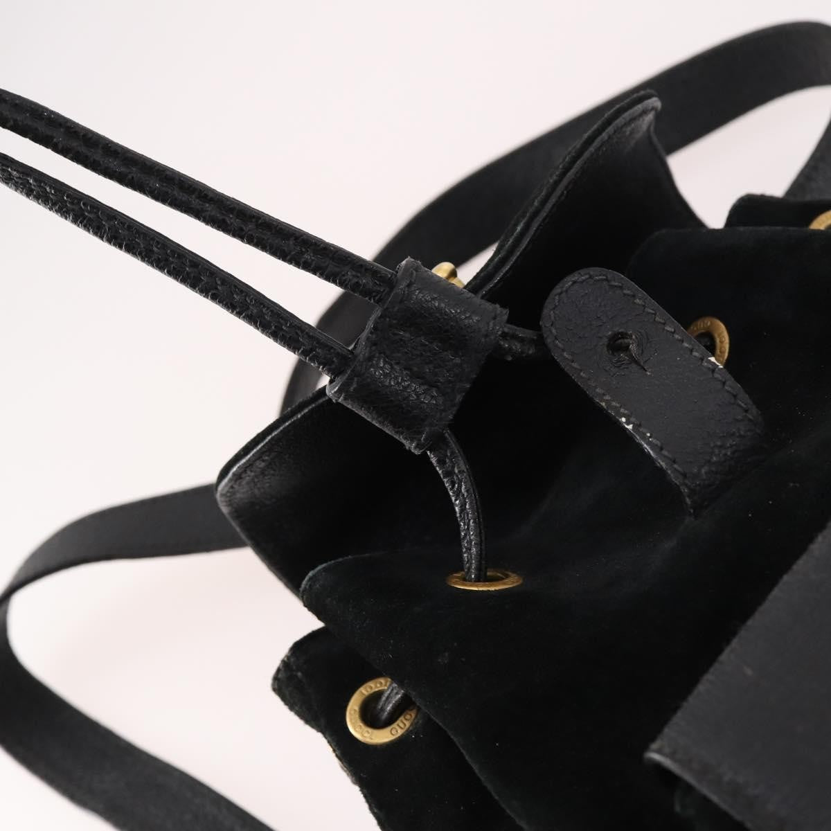 Gucci Vintage Bamboo Backpack Suede, BLACK, SUEDE, Backpack