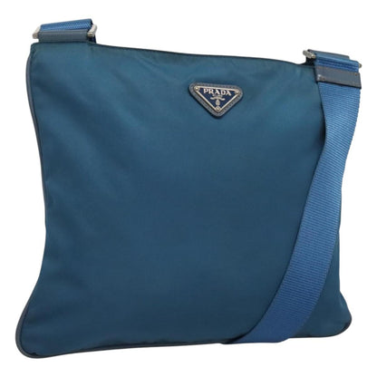 Prada Flat Messenger Bag Tessuto, BLUE, NYLON, Shoulder bag