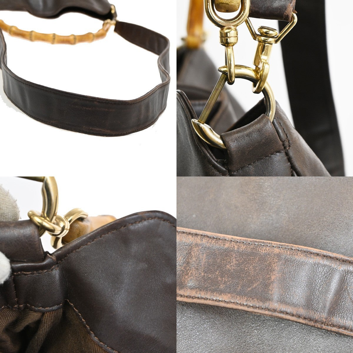 Gucci Vintage Bamboo Shoulder Bag Leather, BROWN, LEATHER, Shoulder bag