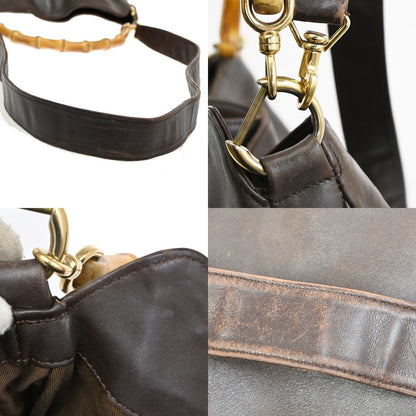 Gucci Vintage Bamboo Shoulder Bag Leather, BROWN, LEATHER, Shoulder bag