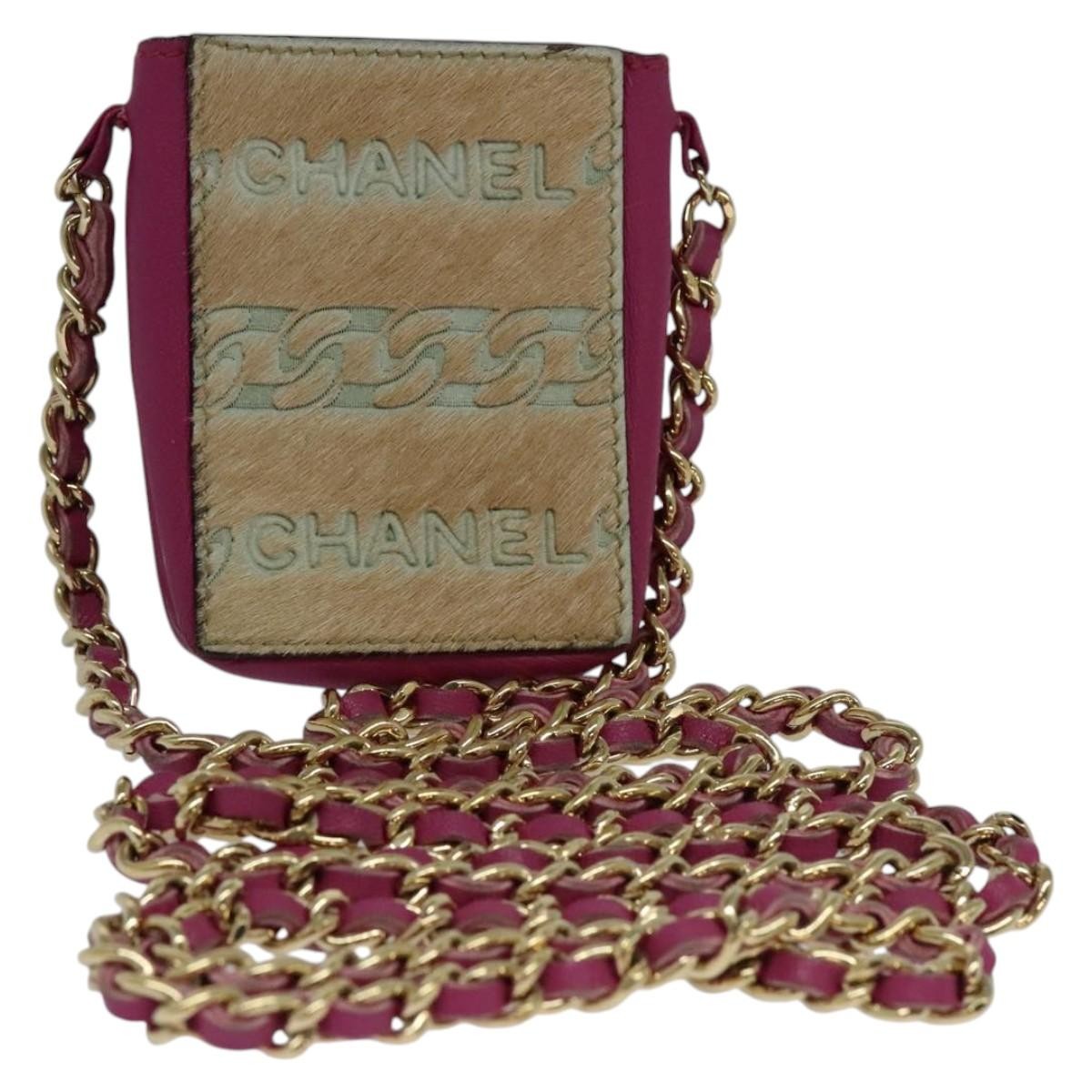 Chanel Vintage Card Case with Charm Quilted Lambskin, PINK, LEATHER, Card Holders