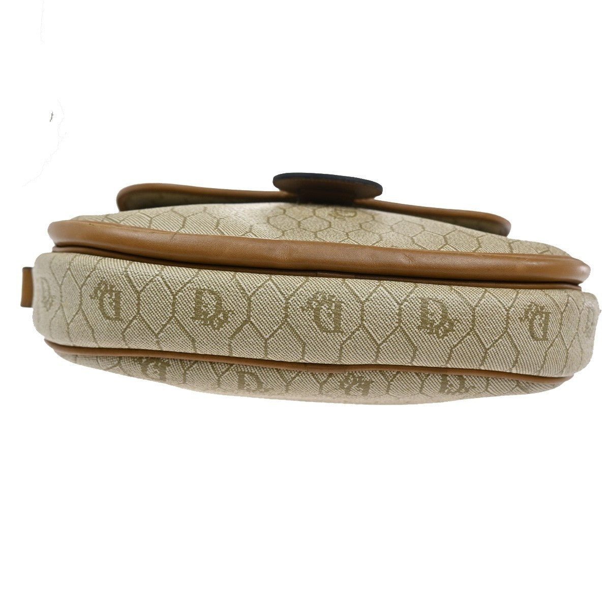 Christian Dior Vintage Honeycomb Shoulder Bag Canvas and Leather, BEIGE, CANVAS, Shoulder bag