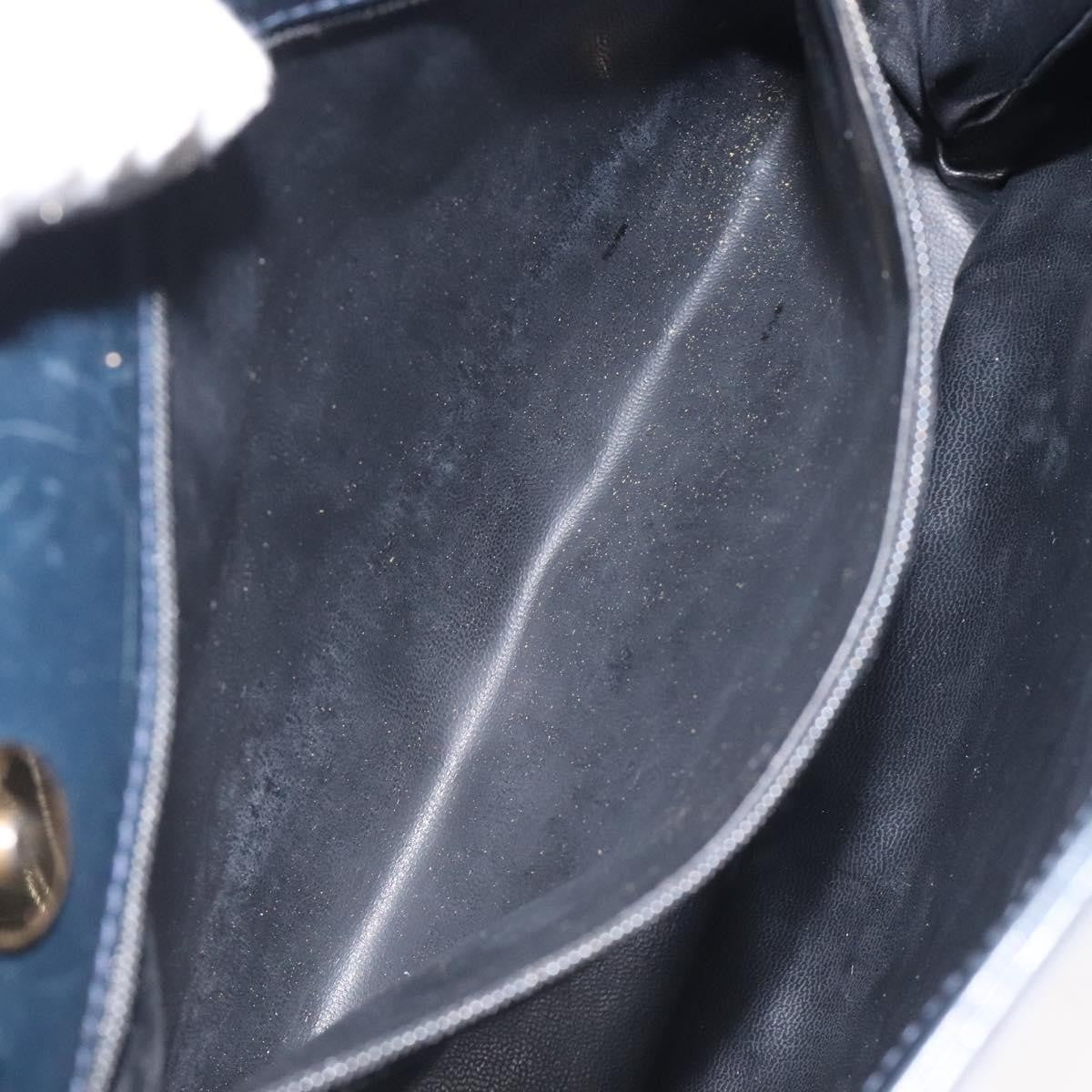 Salvatore Ferragamo Vintage Chain Shoulder Bag Leather, NAVY, LEATHER, Shoulder bag