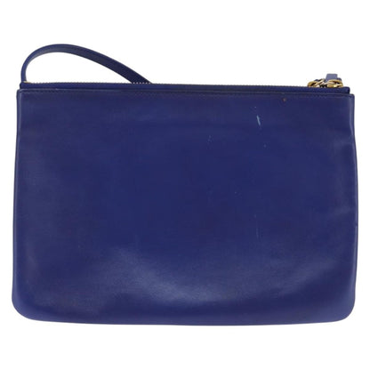 Celine Trio Crossbody Bag Leather, BLUE, LEATHER, Crossbody bag