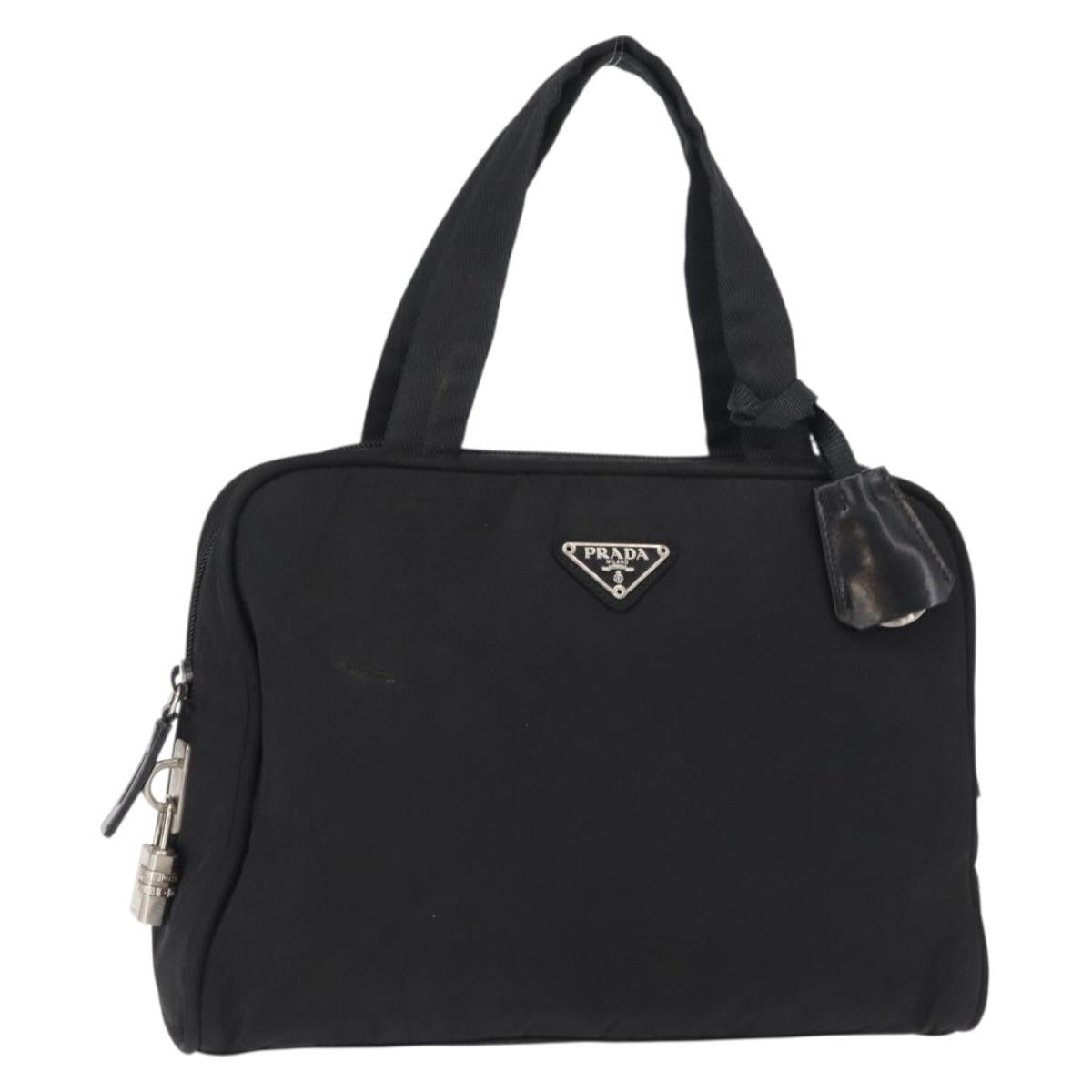 Prada Bowling Shoulder Bag Tessuto, BLACK, NYLON, Shoulder bag