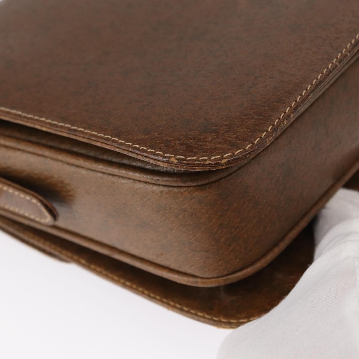 Gucci Vintage Flap Shoulder Bag Leather, BROWN, LEATHER, Shoulder bag