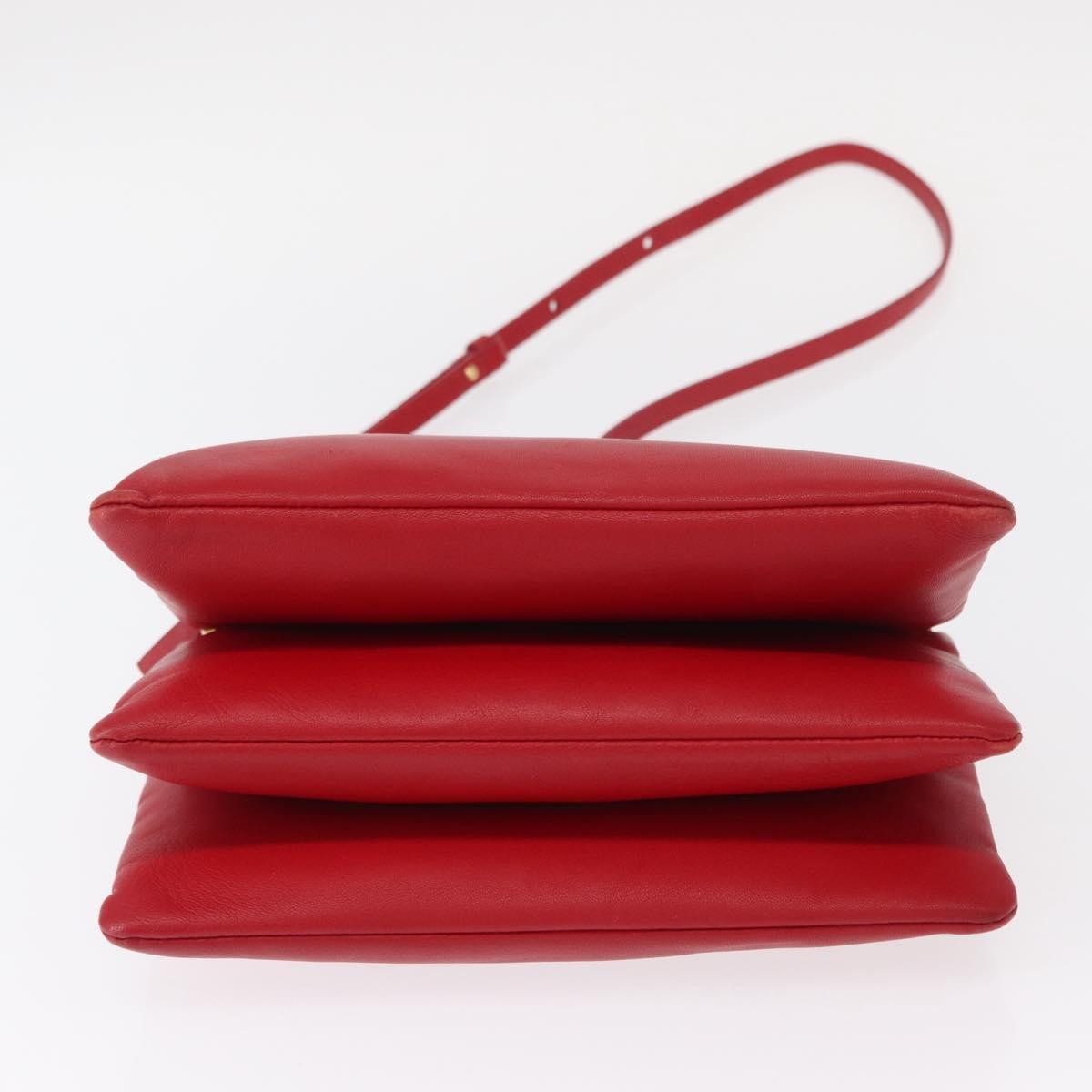 Celine Trio Crossbody Bag Leather, RED, LEATHER, Shoulder bag