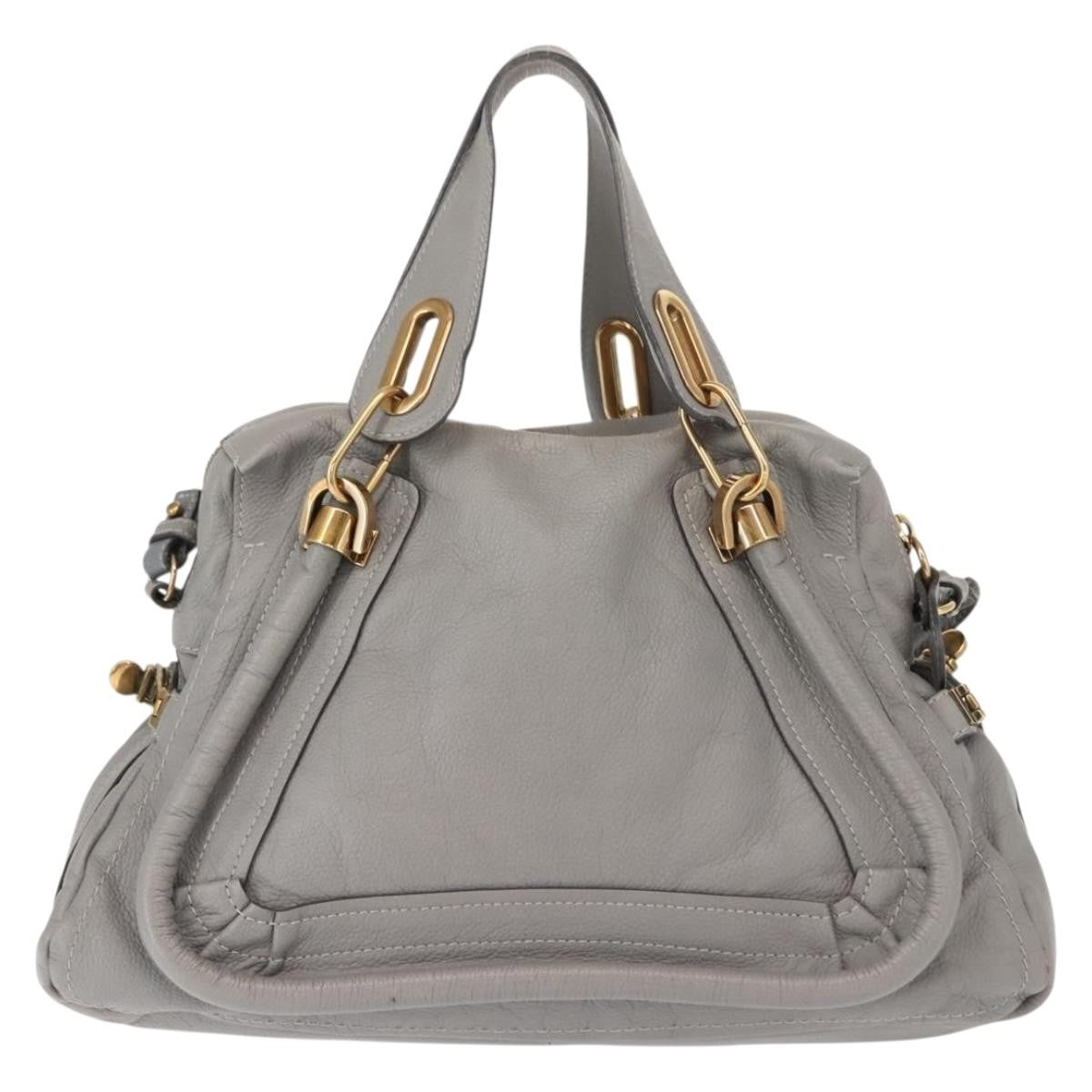 Chloe Paraty Top Handle Bag Leather, GRAY, LEATHER, Handbag