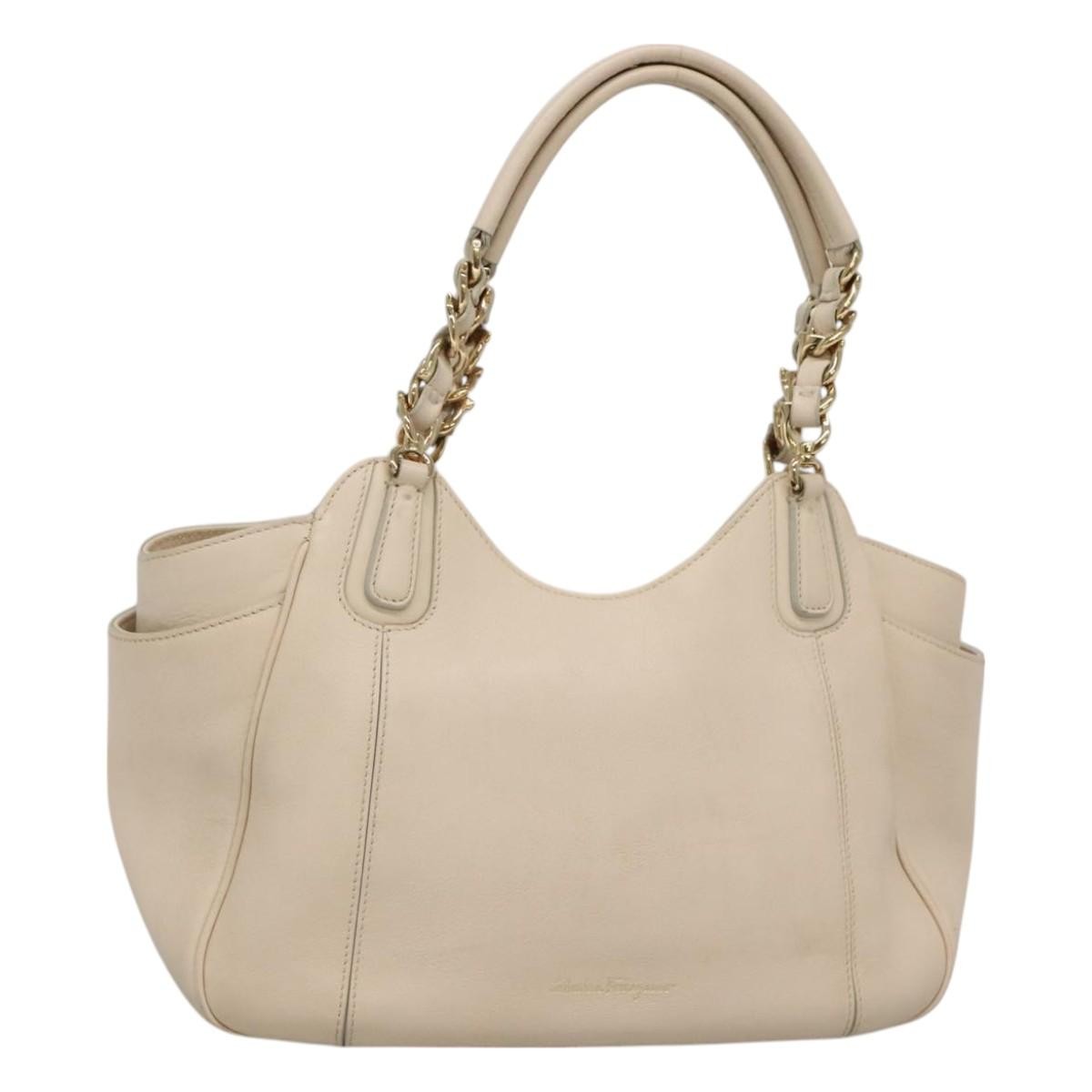 Salvatore Ferragamo Melinda Tote Leather, BEIGE, LEATHER, Tote bag