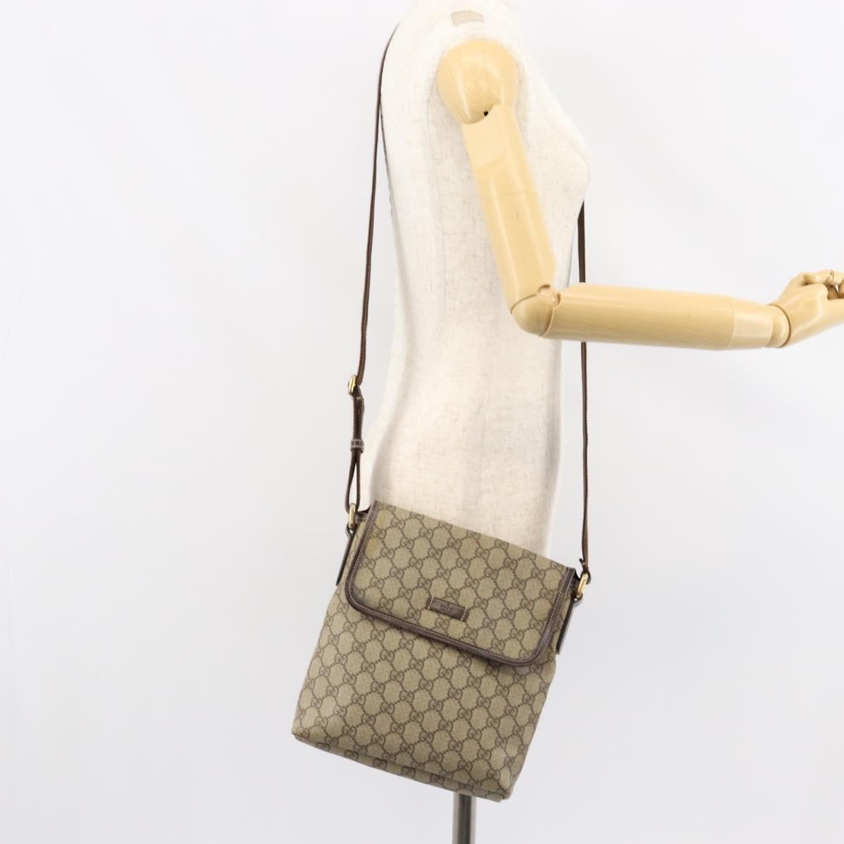 Gucci Flap Messenger GG Coated Canvas, BEIGE, PVC, Shoulder bag
