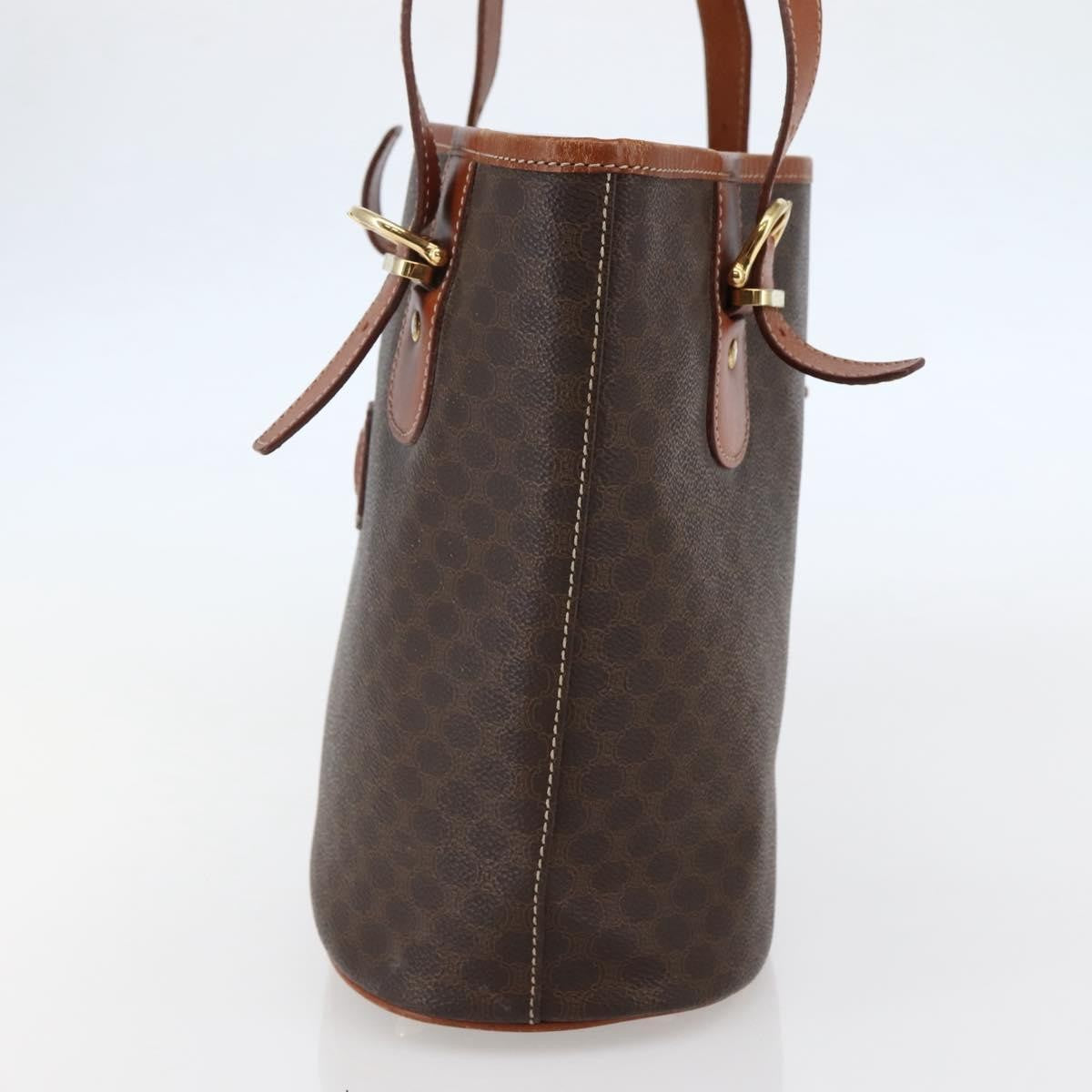 Celine Vintage Macadam Shopper Tote Coated Canvas, BROWN, CANVAS, Tote bag