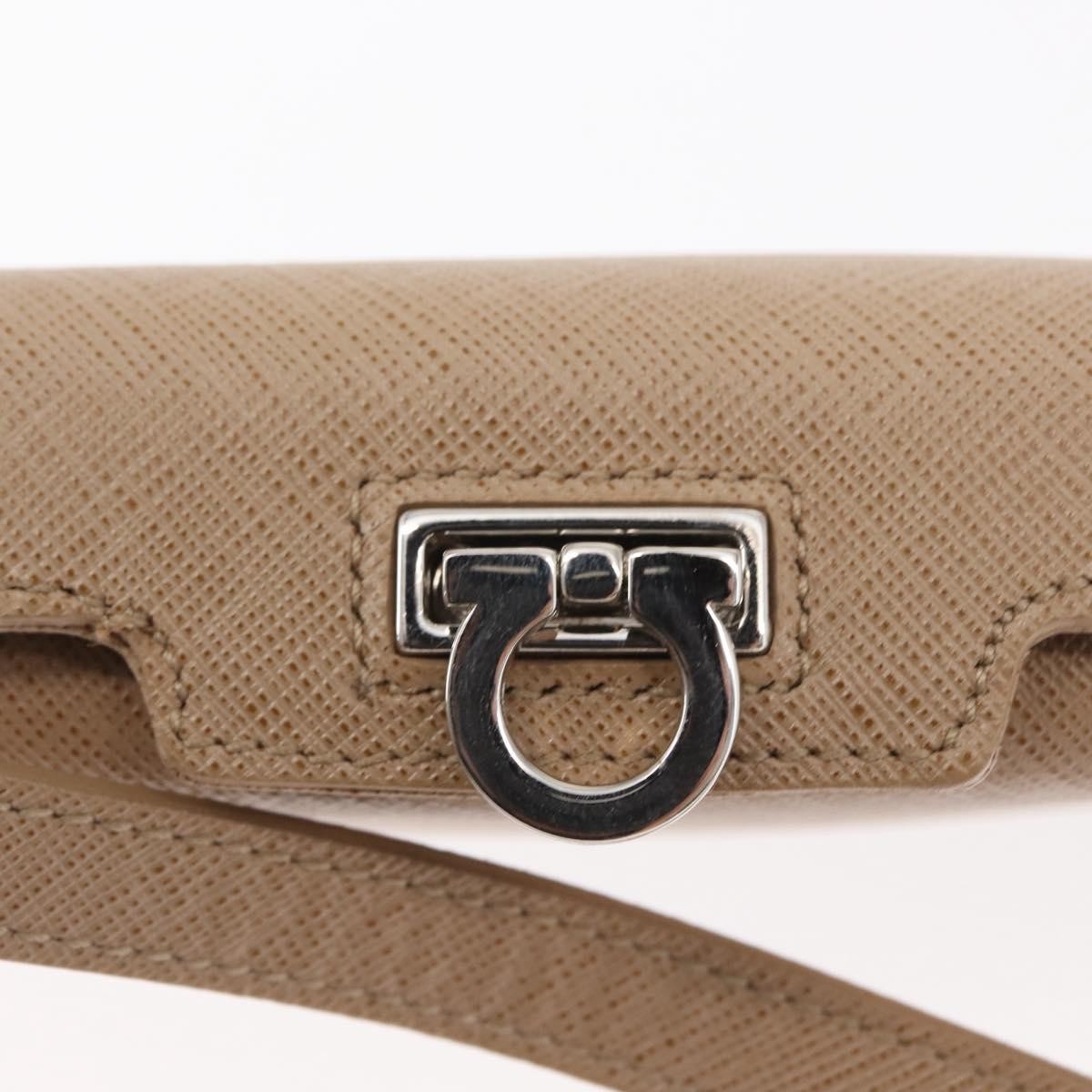 Salvatore Ferragamo Gancini Shoulder Bag Leather, BEIGE, LEATHER, Shoulder bag