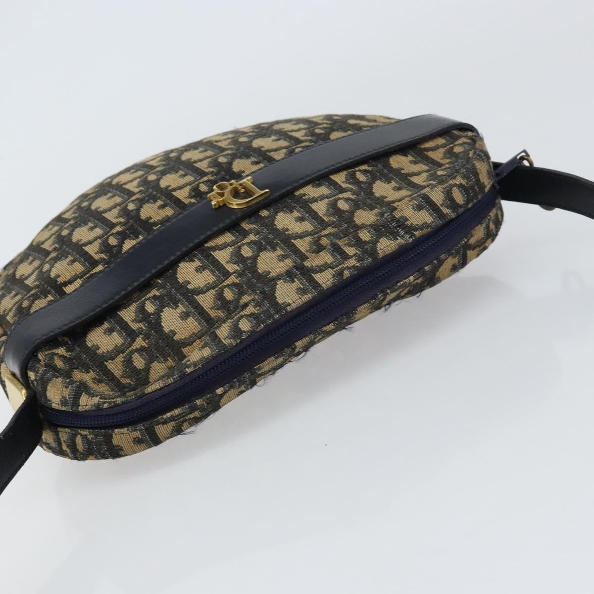 Christian Dior Vintage Trotter Shoulder Bag Canvas, NAVY, CANVAS, Shoulder bag