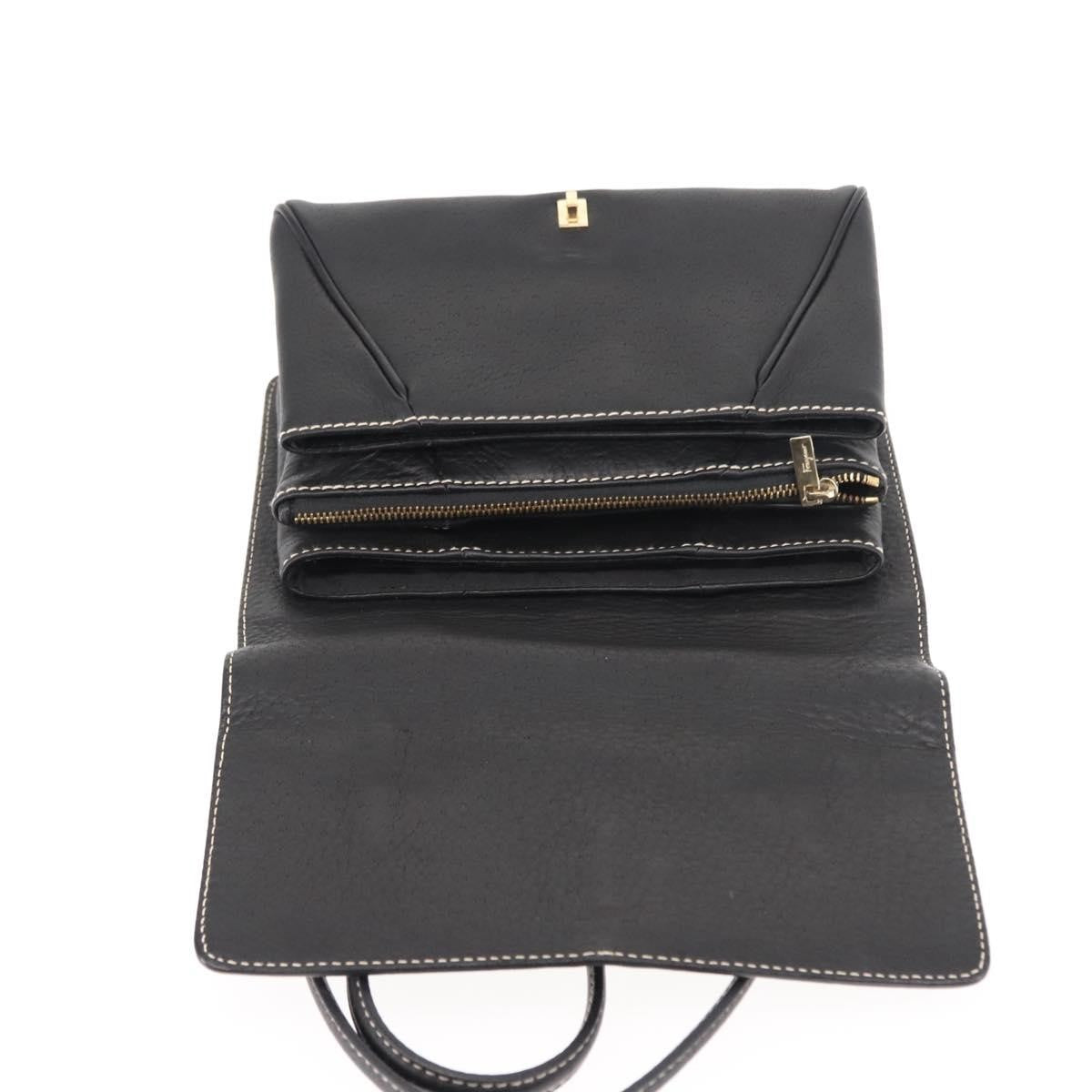 Salvatore Ferragamo Flap Shoulder Bag Leather, BLACK, LEATHER, Shoulder bag