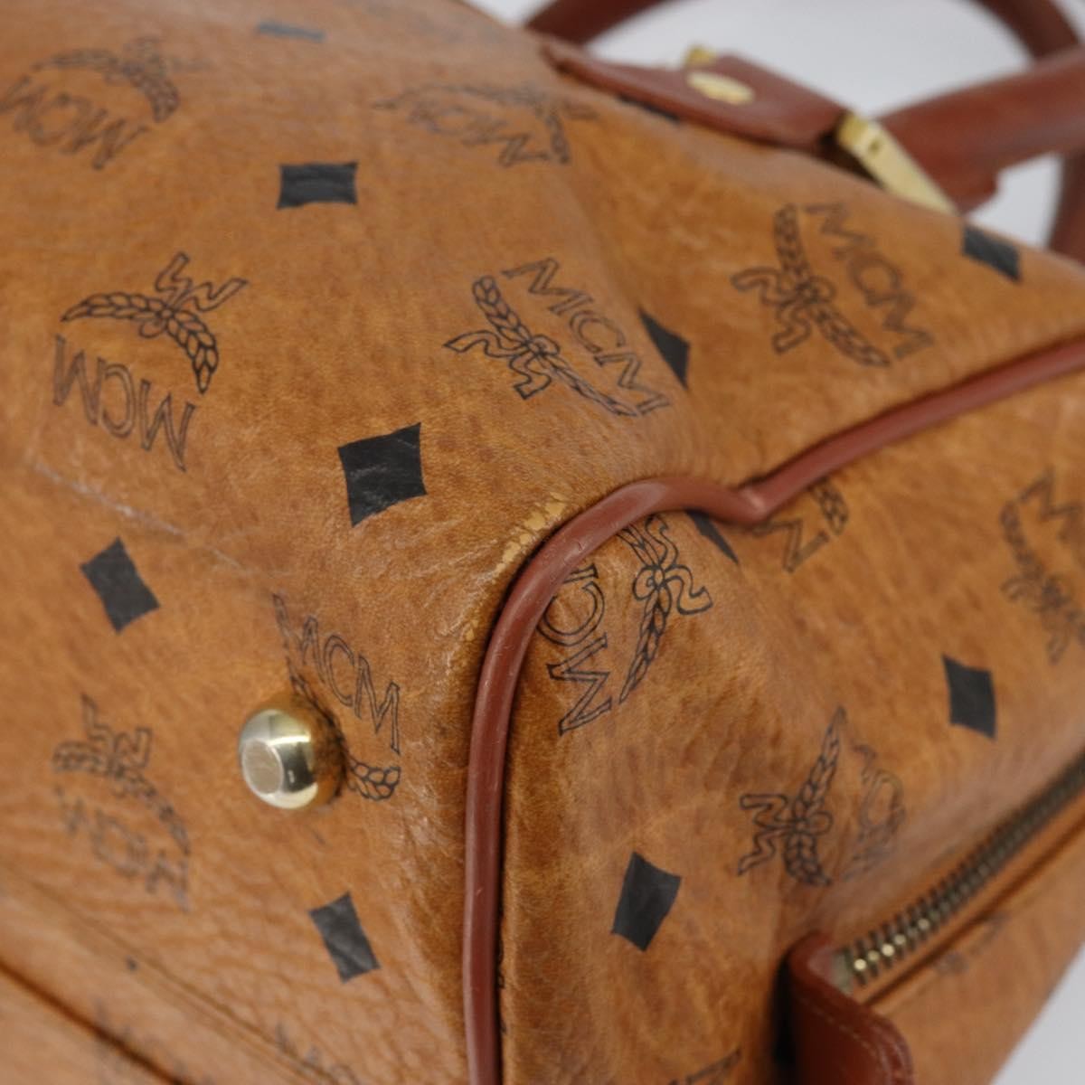 MCM Visetos logogramme Handbag Canvas and Leather, BROWN, CANVAS, Handbag